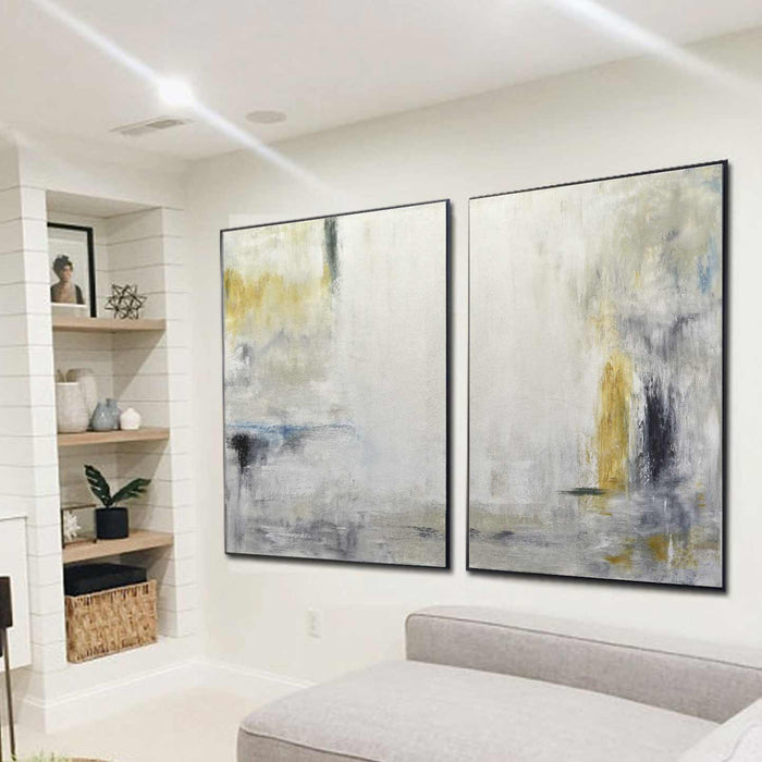Two Panel Hand Painted Abstract Wall Art Diptych Large Scale
