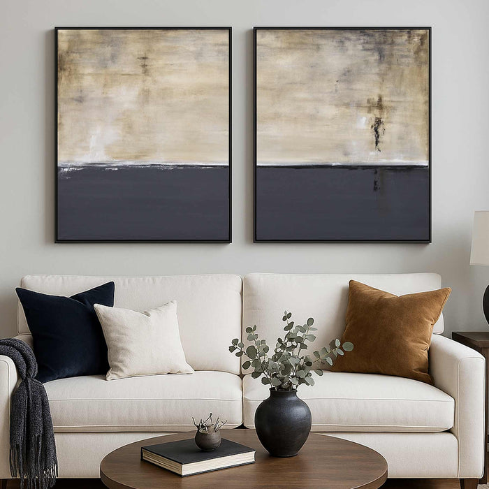 Two Panel Minimal Paintings Modern Design Canvas Diptych