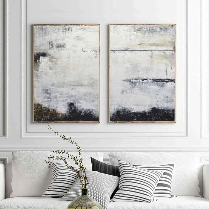 Two Piece Contemporary Framed Paintings Set Of 2 For Big Walls