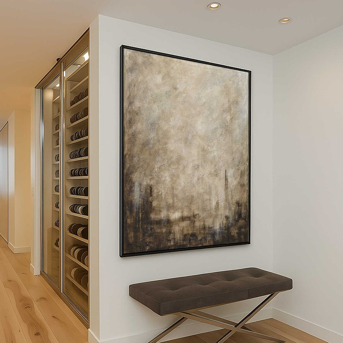 vertical art Calming Earth Tone Brown Painting