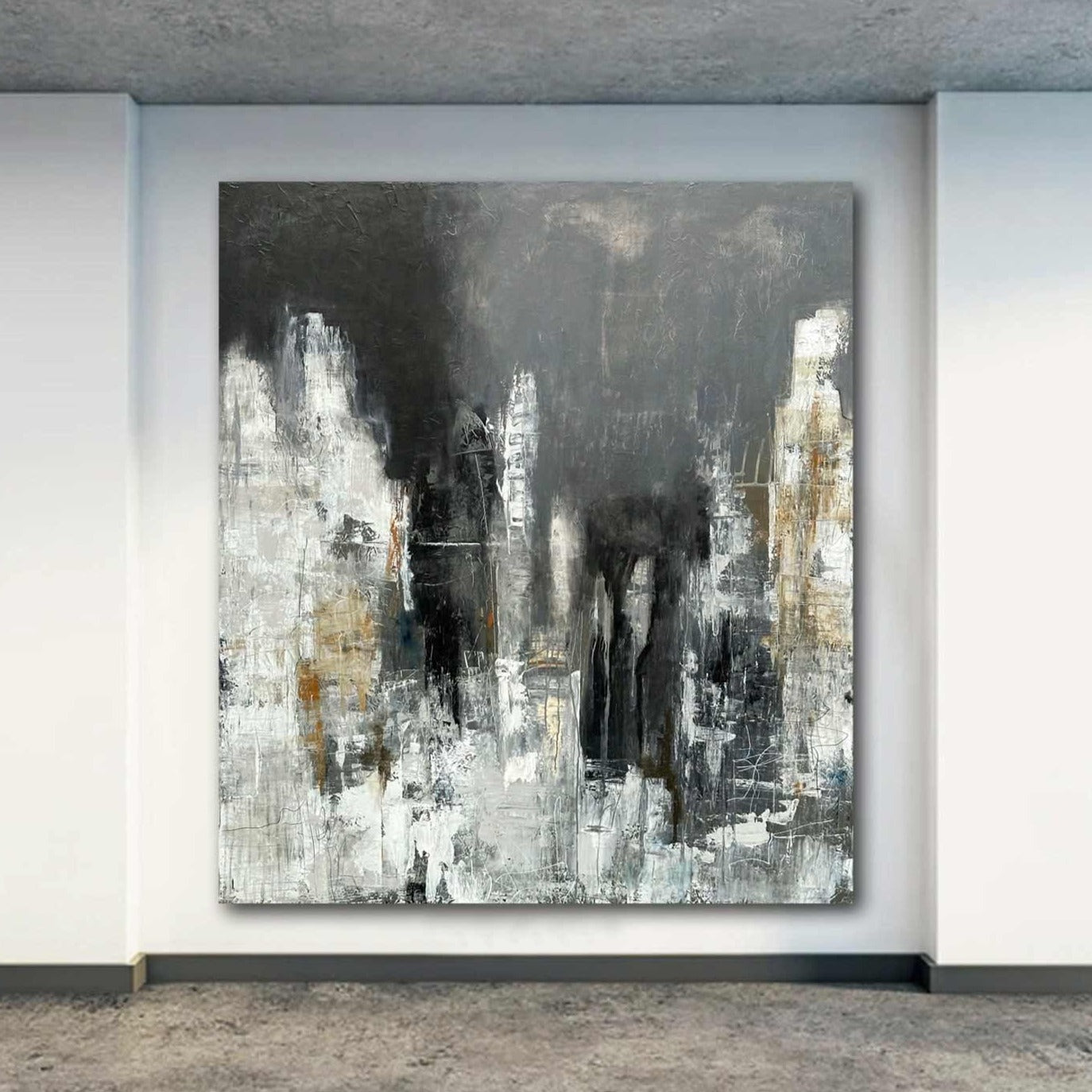 XXL Original Abstract Painting Warm Gray Concrete 60x72 – Sky