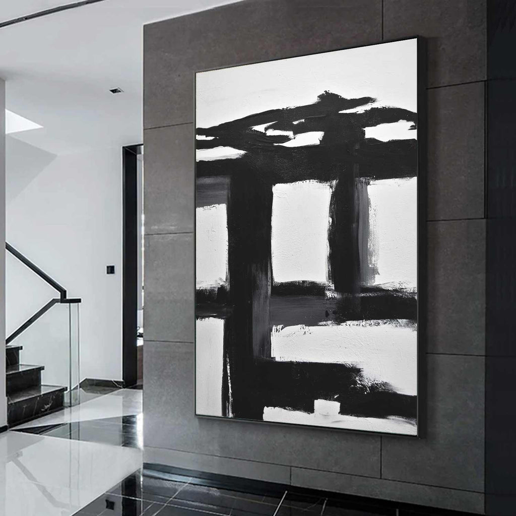 black white large painting modernist