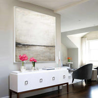 Minimalist Light Square Framed Painting Landscape Soft Tones