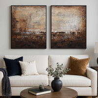 textured Diptych Large Art Brown Colors Framed Art Beige Earth Tones
