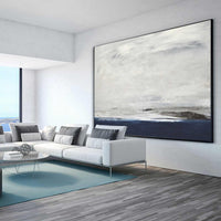 Landscape Horizontal Blue Brown Minimalist Painting for living room