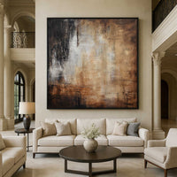 Warm Brown Abstract Wall Art For Modern Interior By American Artist living room