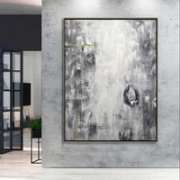 Geometric Monochrome Painting Framed Hallway Art On Canvas yellow