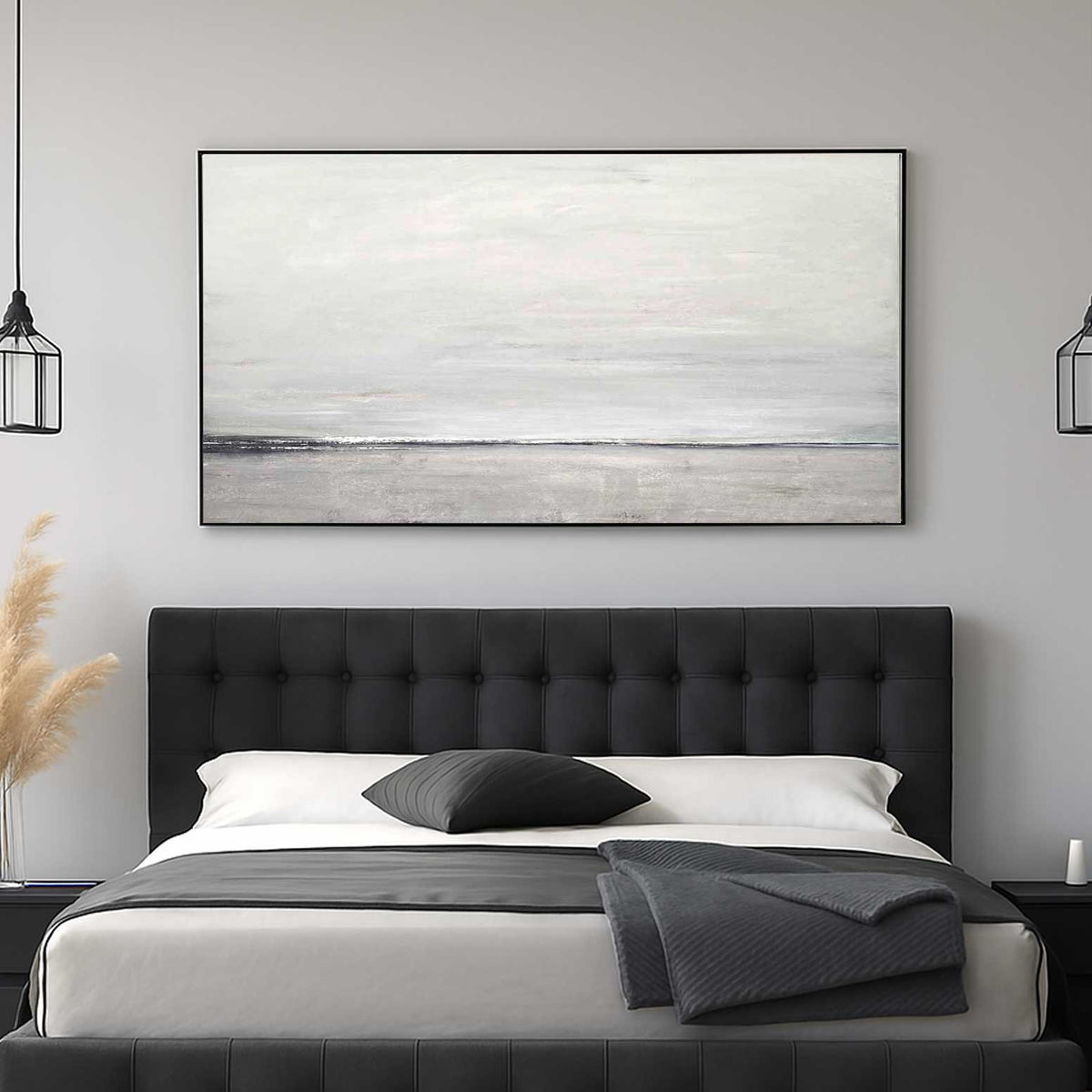 Original Handmade Landscape Wide Painting Horizon Line Art above bed