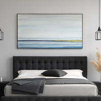 Blue Gold Wide Seascape Original Handmade Wall Art