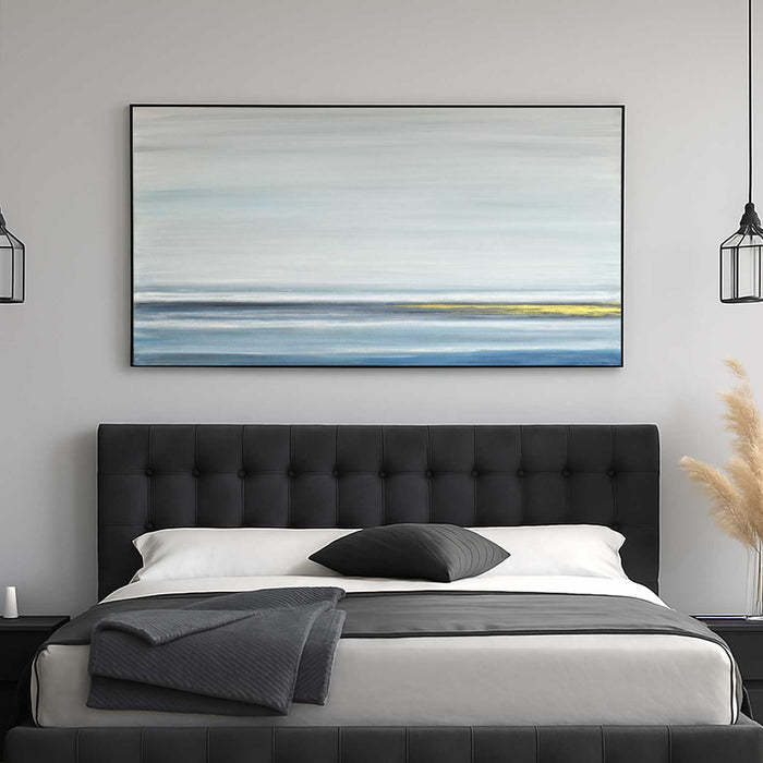 Blue Gold Wide Seascape Original Handmade Wall Art