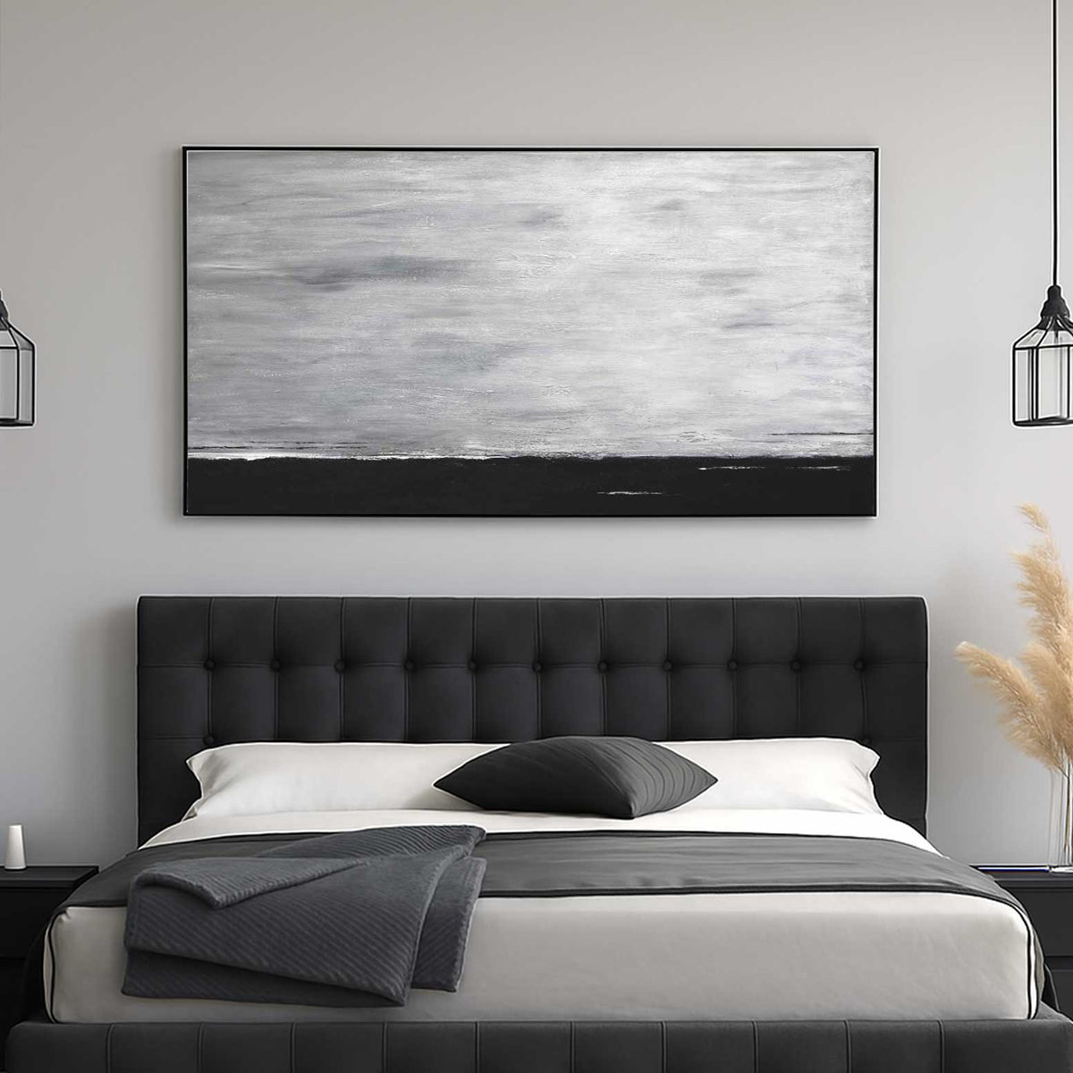 art for bedroom Black And White Landscape Painting Abstract Art Gray Sky