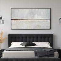 Wide Landscape Painting Beige Art Above bed Framed Modern Canvas
