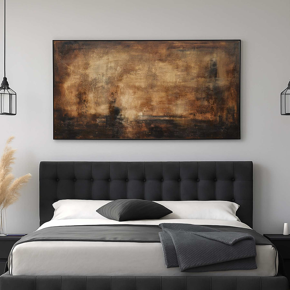 bedroom Wide Dark Brown Art On Canvas Large Original Painting