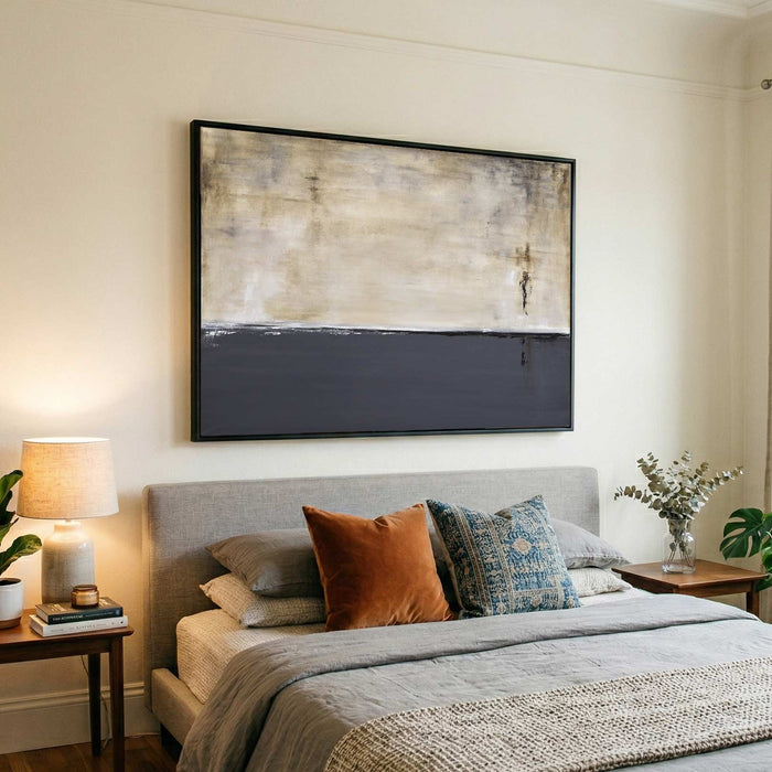 Original Painting Gray Beige Over bed Quiet Minimal Art