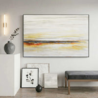 yellow Light Minimal Beige Landscape Painting For Bedroom Calming Art