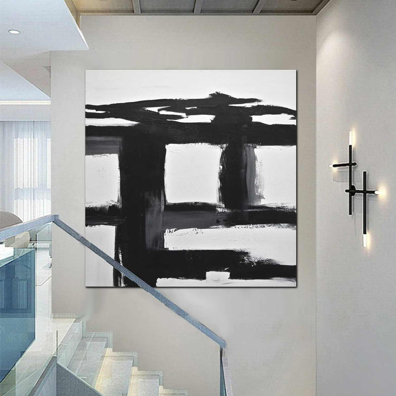 black and white abstract on canvas
