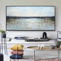large Blue Wide Seascape Wall Art Original Handmade For Living Room