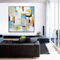 geometric Colorful Abstract Art On Canvas Framed Modern Painting