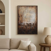 textured Vertical deep Brown Painting On Canvas Calming Artwork