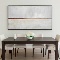 Wide Landscape Painting Beige Art Above diner table Framed Modern Canvas