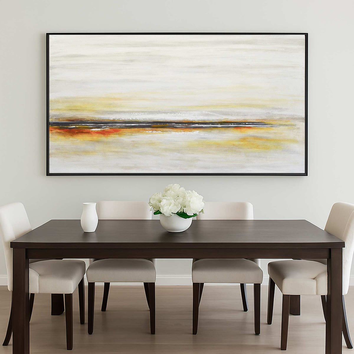 Wide Gold Yellow Landscape Original Wall Art dinner table Canvas