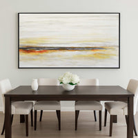 Wide Gold Yellow Landscape Original Wall Art dinner table Canvas
