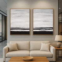 Set Of Two Black And White Paintings Landscape For Living Room
