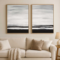 Set Of Two Black And White Paintings Landscape For Living Room