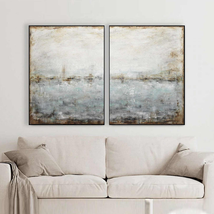 Set Of Two Paintings Ready To Hang Hand Painted Art Large Abstracts above sofa
