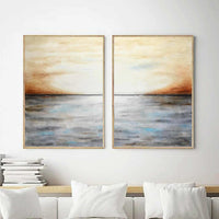 Diptych Landscape Paintings Brown Landscape Art 2 Panel Room Decor