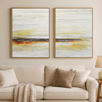 Set Of Two Minimal Paintings Beach Scene Landscape Beige