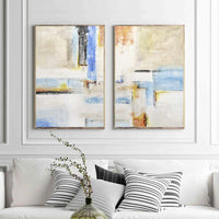 Duo Of Paintings Expressionist Abstracts Colorful Art Set Of 2