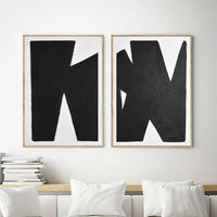 Multi Panel Abstracts On Canvas Black White Modern Art diptch