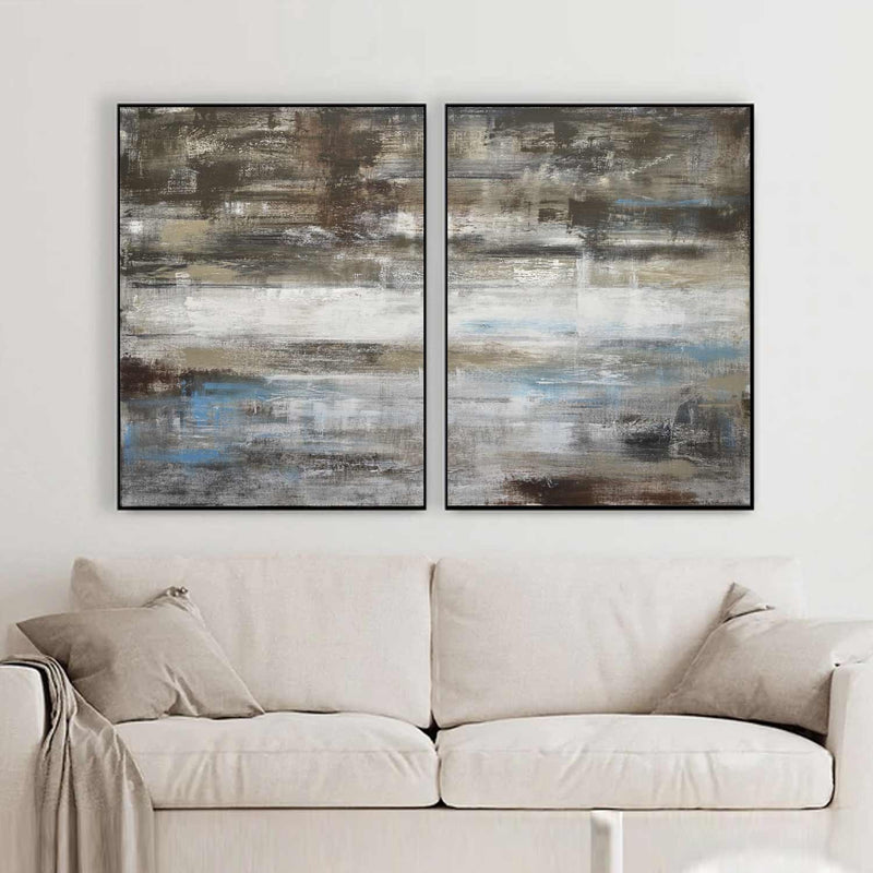 Double Piece Art On Canvas Brown Paintings For Large Walls diptych