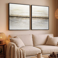 Set Of Two Light Paintings Ready To Hang Neutral Tones Hand Crafted