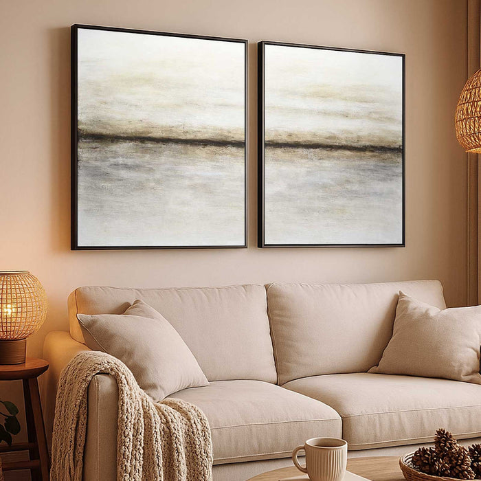 Set Of Two Light Paintings Ready To Hang Neutral Tones Hand Crafted