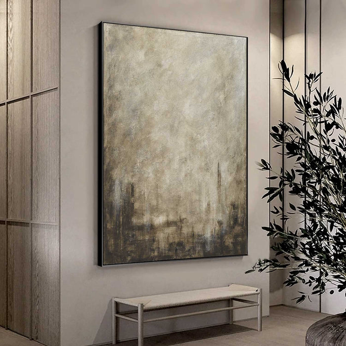 entry way art Calming Earth Tone Brown Painting Interior Design Vertical Canvas