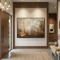 brown art Textured Painting Neutral Colors Framed Artwork Rustic Design