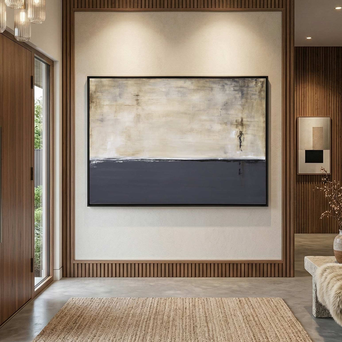 Original Painting Gray Beige entry way hall Quiet Minimal Art