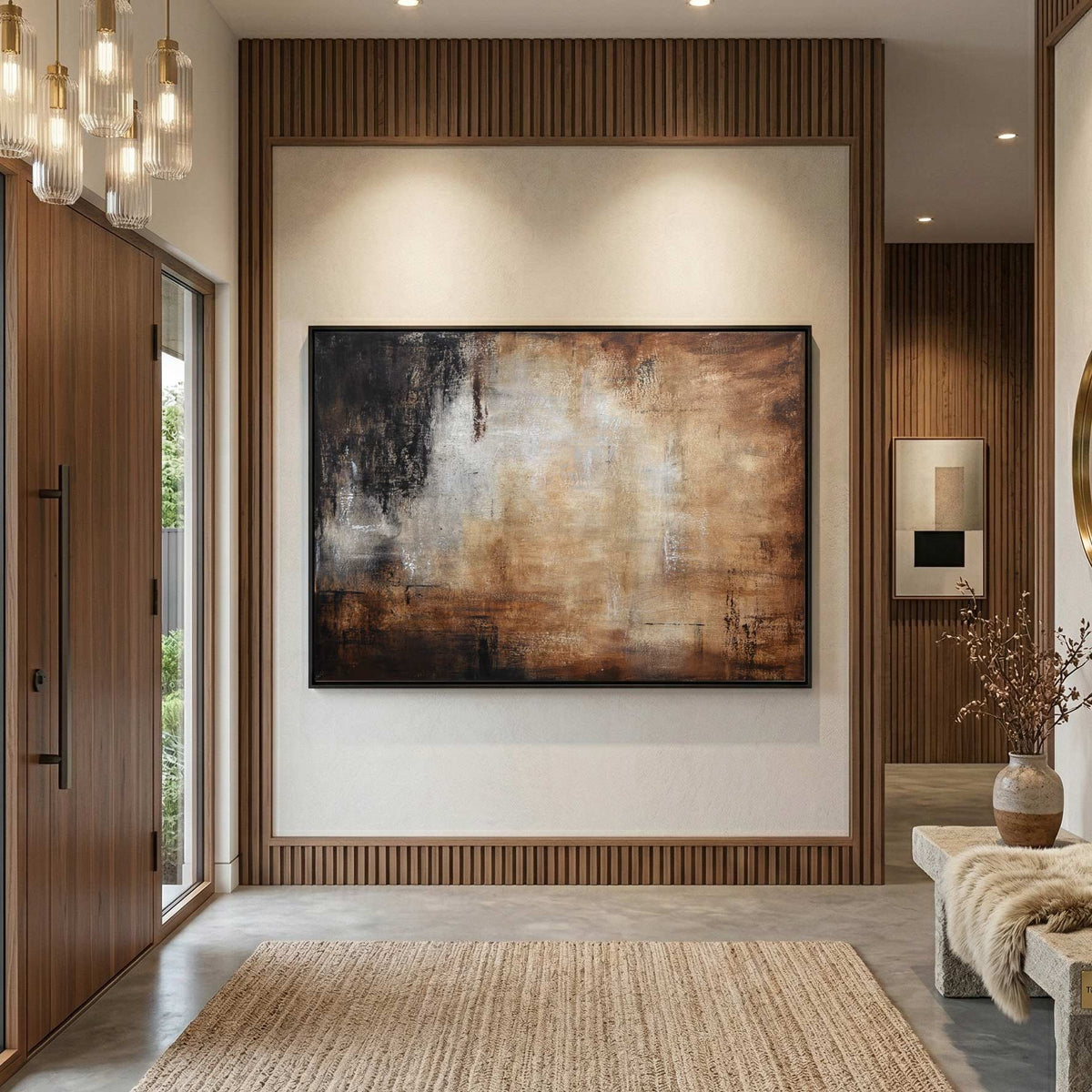 hallway painting Horizontal Abstract Brown Painting Peaceful Art