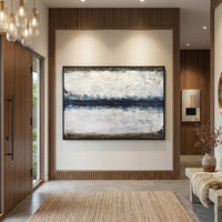 entryway painting Handmade Art On Canvas Blue Brown Line 