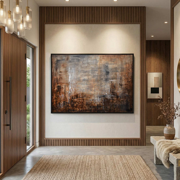 Wabi Sabi Art For Living Room Brown Framed Painting On Cotton entryway 