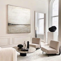 Minimalist Light Square Framed Painting Landscape Soft Tones