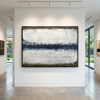 Handmade Art On Canvas Blue Brown Line art gallery