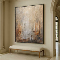 High End Original Brown Large Artwork For Hallway Entryway above bench