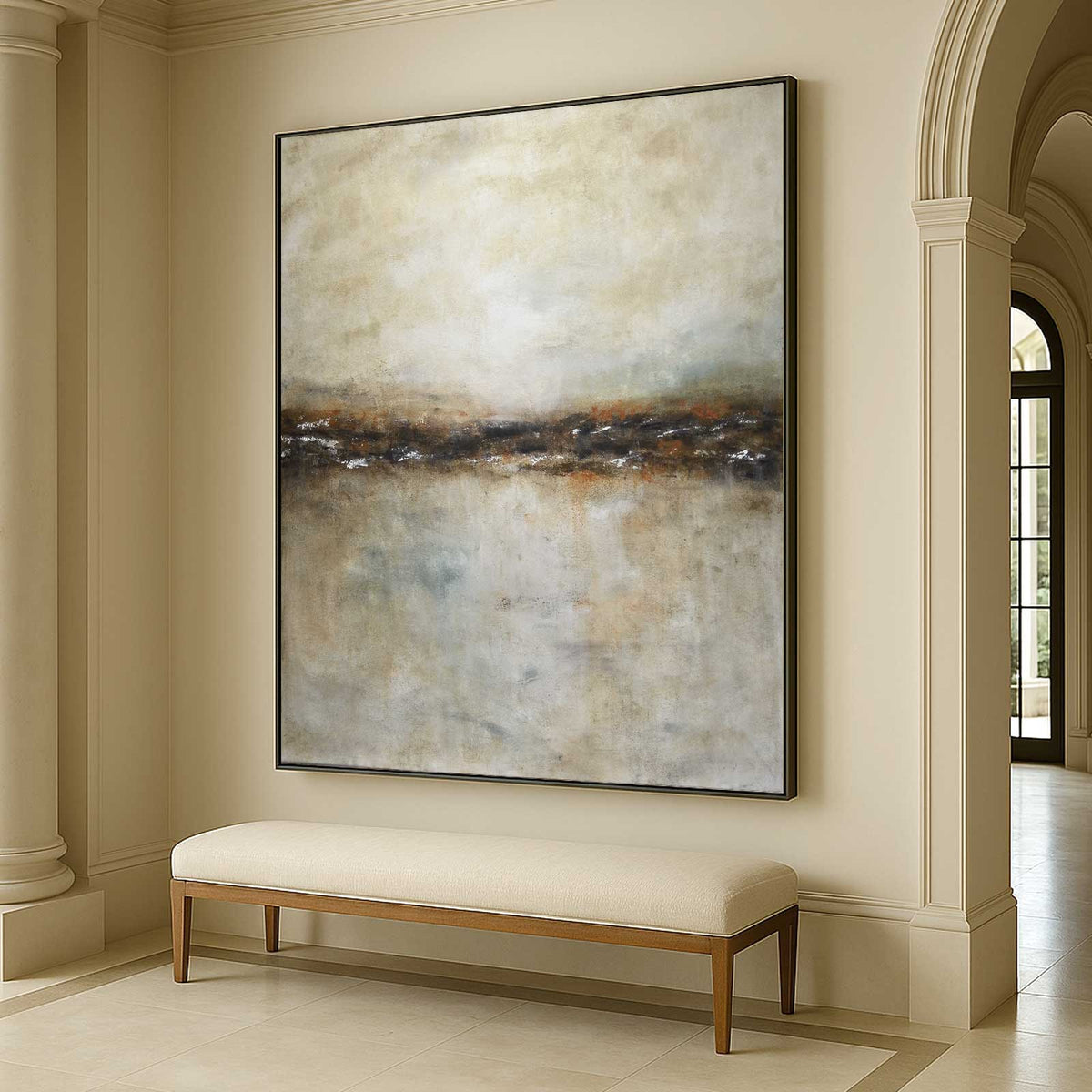 hallway painting Beige Brown Landscape Painting Original 