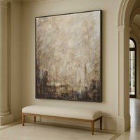 hallway painting large art above bench