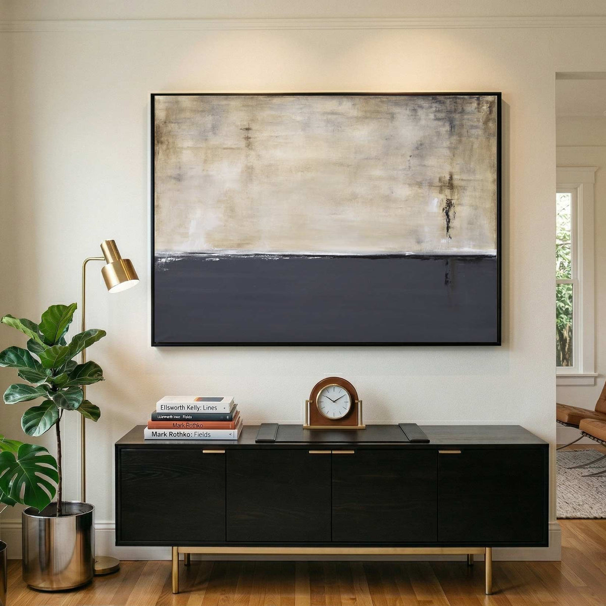 Original Painting Gray Beige Over dresser Calm Quiet Minimal Art