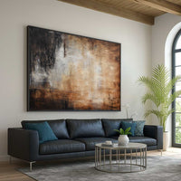 Horizontal Abstract Brown Painting Peaceful Art for living room
