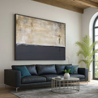 large Original Painting Gray Beige Over Couch Quiet Minimal Art